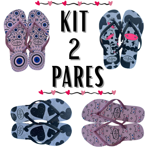 Kit 2 Pares de Chinelo Feminino Adulto Mais Vendidos Leve Confortavel