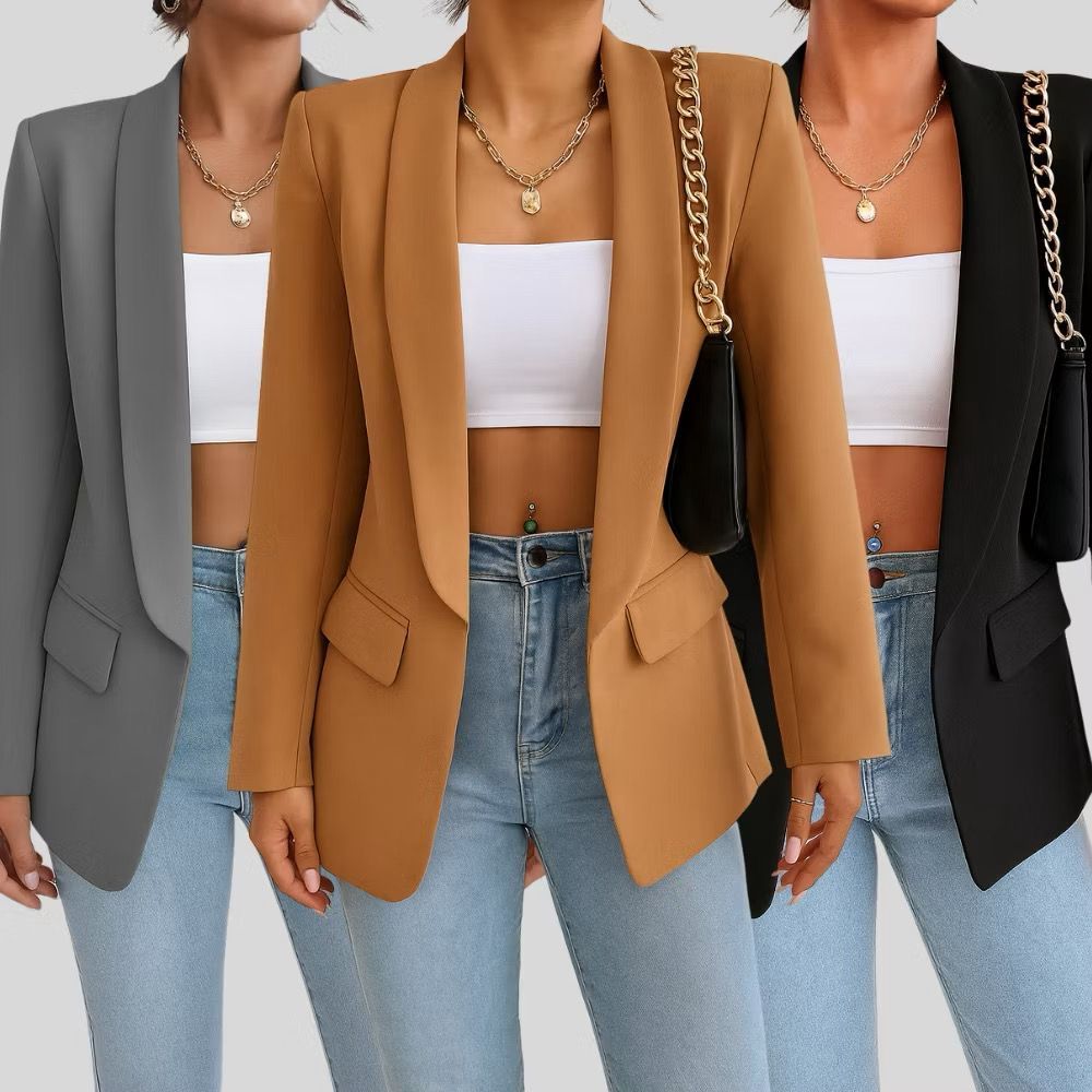 Max Blazer Feminina Longo Alfataria Socia Manga Longo em Oferta na Shopee