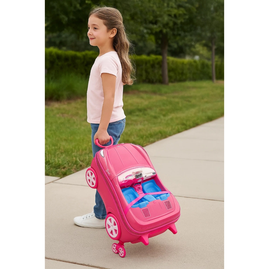 Mala Infantil Barbie Carrinho 3D com Rodinhas Rosa, Mochila de Viagem para Menina, Personagem