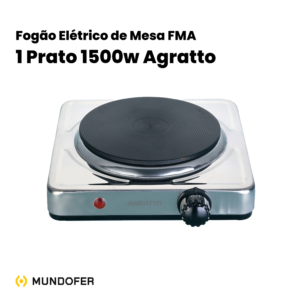 Fogão Elétrico 1 Boca Mesa 1500W Agratto FMA Prato Camping Cozinha Panela Fogareiro Eletrico Cooktop em Oferta na Shopee