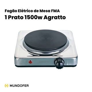 Fogão Elétrico 1 Boca Mesa 1500W Agratto FMA Prato Camping Cozinha Panela Fogareiro Eletrico Cooktop em Oferta na Shopee