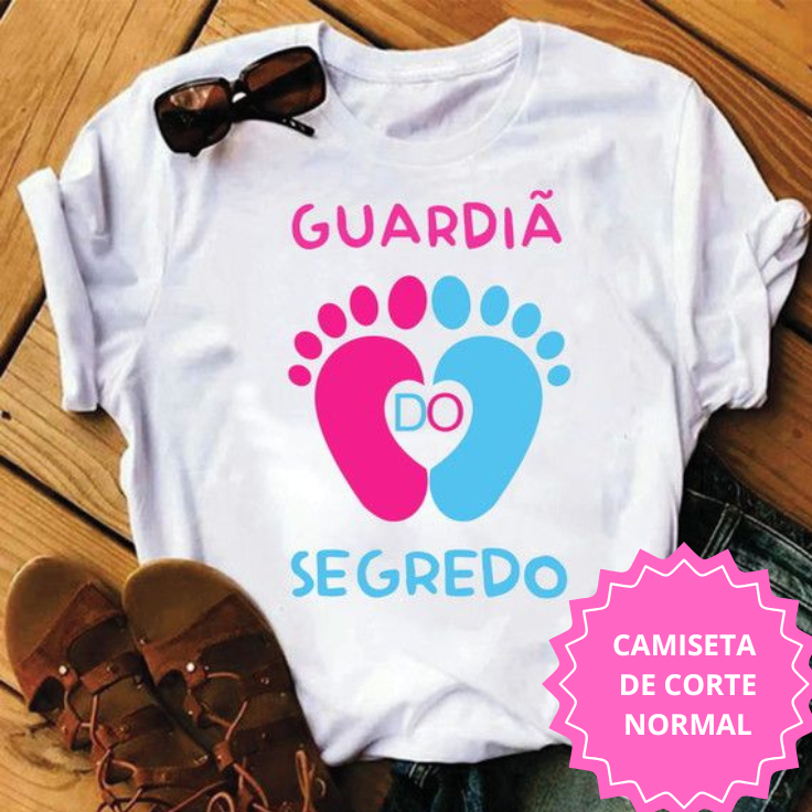 Camiseta Chá Revelação "Guardiã do Segredo" – Titia / Vovó / Prima em Oferta na Shopee