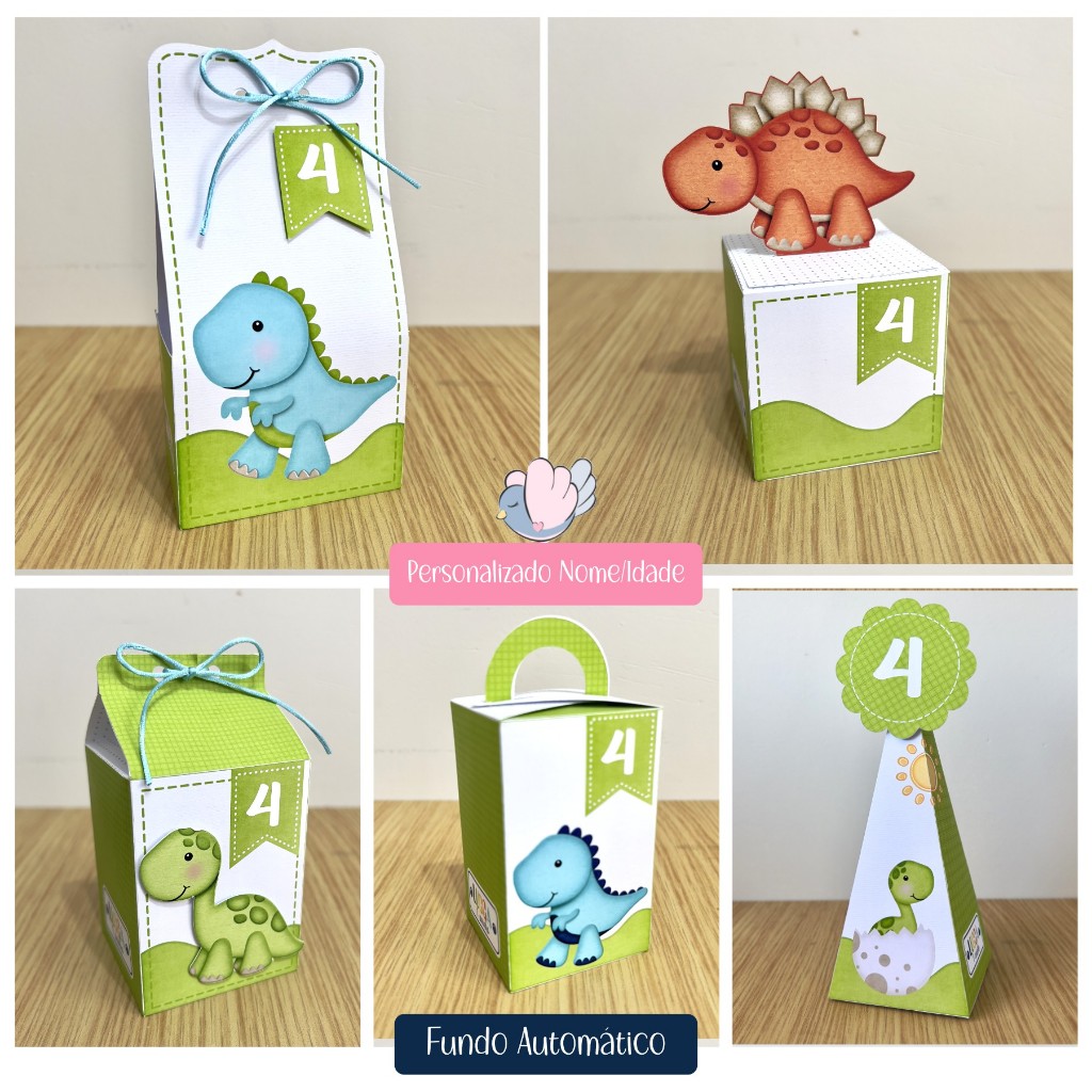 Caixinhas Dinossauros Aquarela - Lembrancinhas para Decoração e Lembrancinha - Festa Infantil - Personalizados
