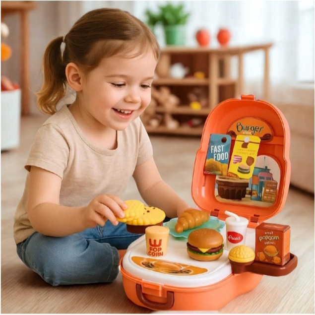 Kit Maleta infantil Sorveteria Sorvetinho Infantil Maletinha Comidinha Brinquedo Comidinha FastFood