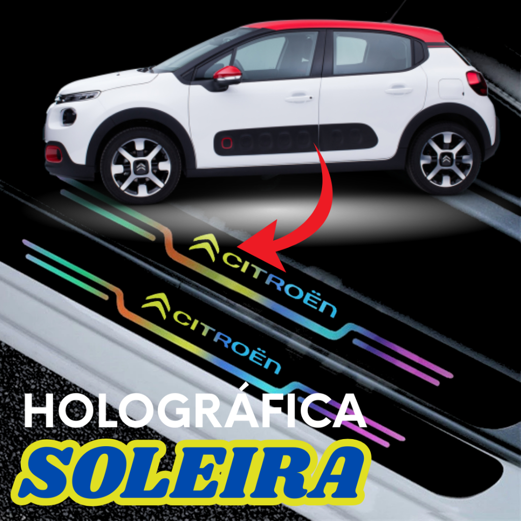 Adesivo Soleira Porta Carro Universal e Citroen Reflexivo Colorido Protetor Anti Arranhões Malas