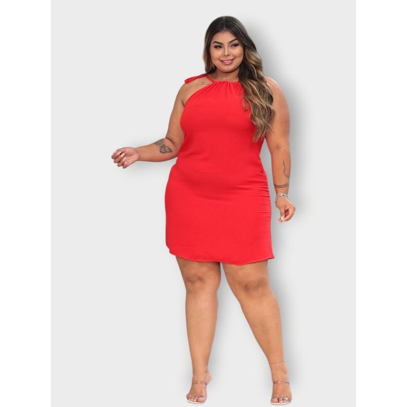 Vestido Plus Size Feminino Alcinha Curto Soltinho
