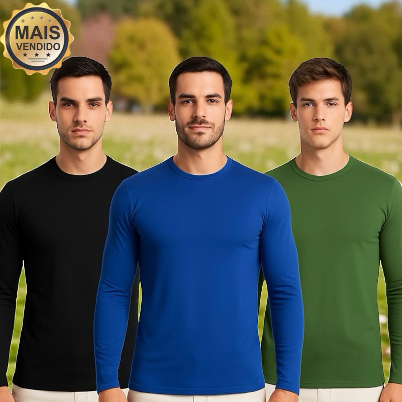 Kit 2 Camisa Térmica unisex proteção uv 50+ segunda pele camisa manga longa