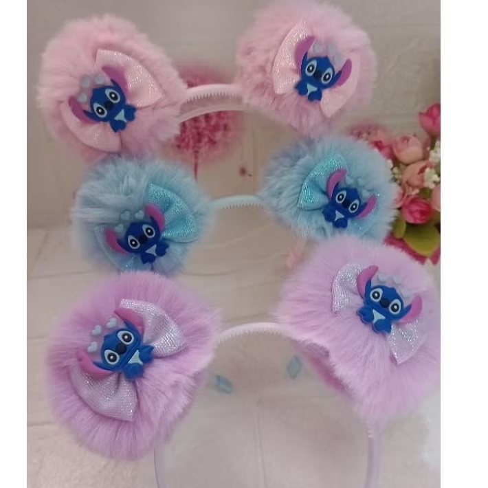 arco pompom Stitch lindo/arco inquebrável em Oferta na Shopee
