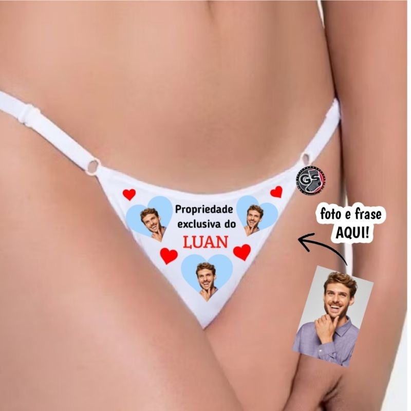 Calcinha Personalizada com Foto e Frase - O Amor que Você Veste! Calcinha com regulagem lateral tamanho único.