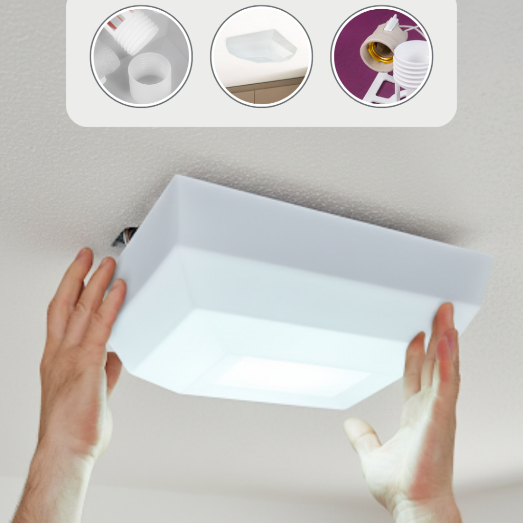 Kit 3 Plafon LED Turim Quadrado Branco Iluminação Interna Moderna Top Achadinhos