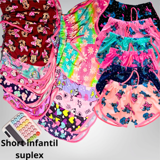 Kit short verão infantil  estampas coloridas menina enviado sortidos em Oferta na Shopee