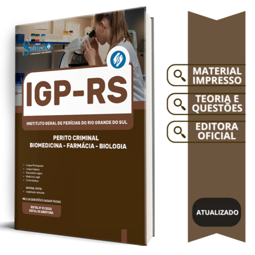 Apostila IGP-RS 2026 - Perito Criminal - Biomedicina - Farmácia - Biologia