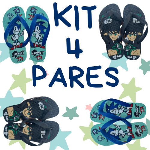 Kit 4 Pares de Chinelo Infantil Masculino Menino Promocao em Oferta na Shopee