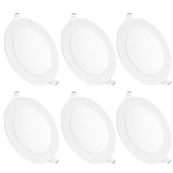 Kit 6 Luminária Painel Plafon Led Embutir Redondo 6w Bivolt Teto