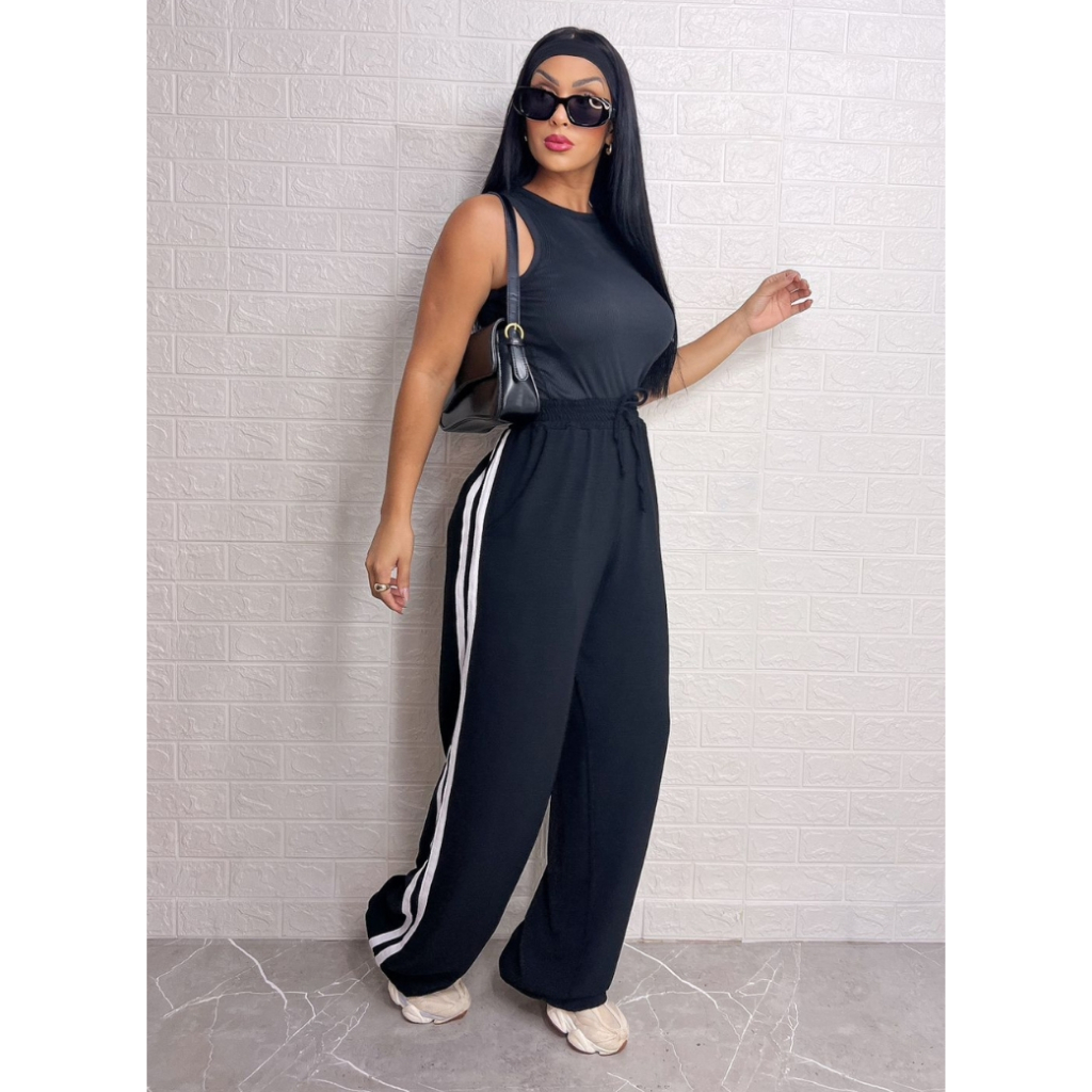 Calça Pantalona Feminina Com Bolso Cintura Alta Duna Forro Tendência 2025