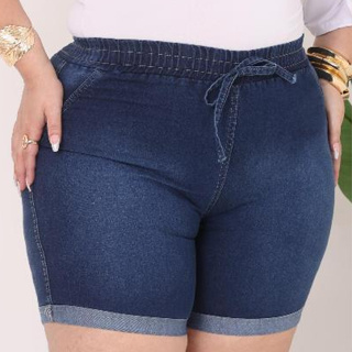 Bermuda Short Jeans Feminino Com Elastico e Elastano Com Bolsos E Reguladores em Oferta na Shopee