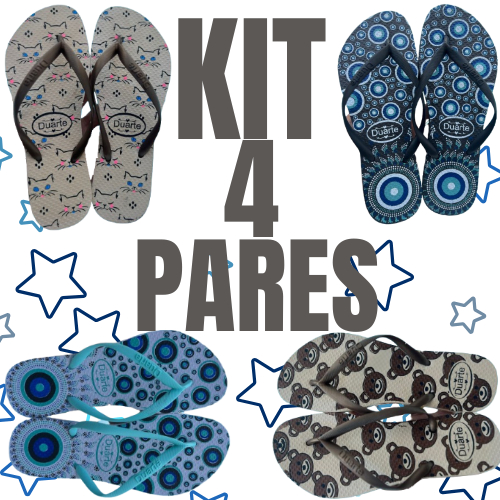 Kit 4 Pares de Chinelo Feminino Adulto Mais Vendidos Envio Imediato
