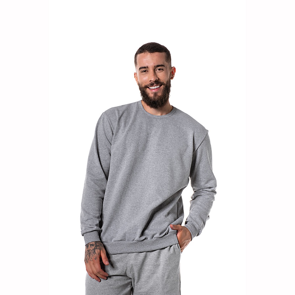 Moletom Gola Redonda Blusa De Frio Básico Careca Casaco Feminino Masculino Flanelado Liso Algodão