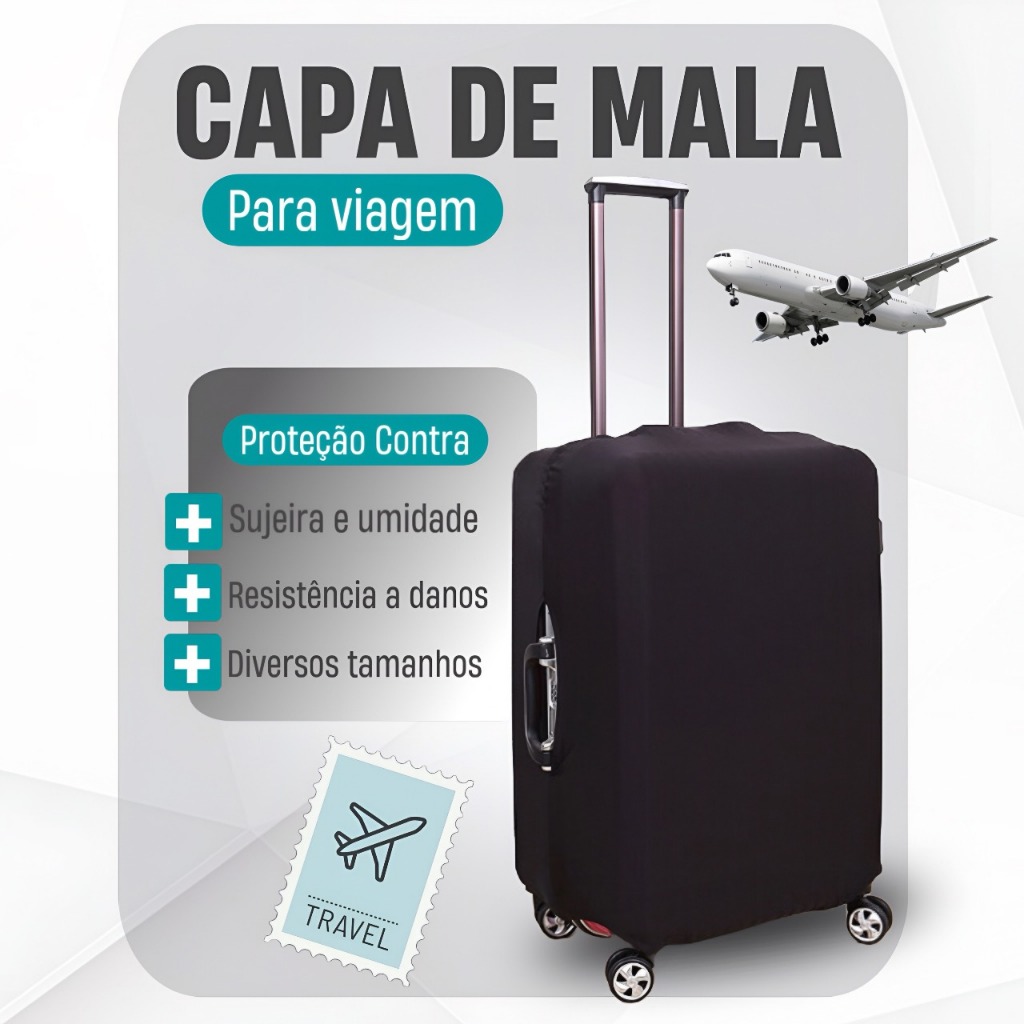 Imagem Capa Para Mala De Viagem Preta Premium Protetora Bagagem Pmg