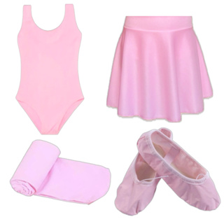 Kit Ballet Infantil Rosa Com 4 Itens: Collant Regata + Saia Cós + Meia + Sapatilha em Oferta na Shopee