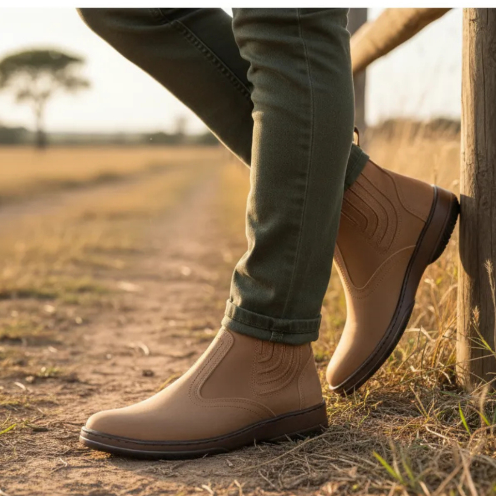 Bota Country Social Casual Botina Couro Nobuck Legitimo Original Marca Campolina Leve Macia Top 2520