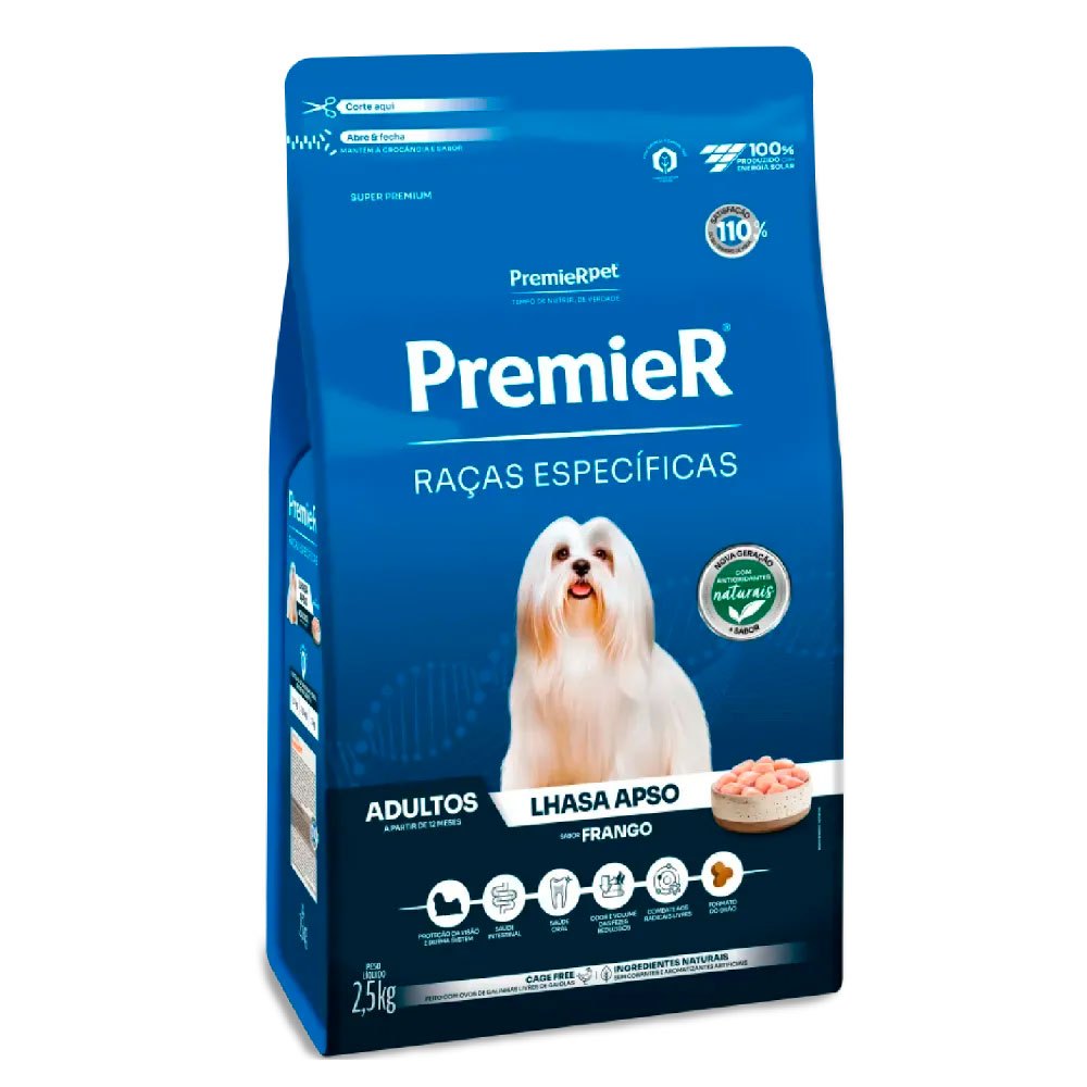 Ração Premier Raças Específicas Cães Adultos Lhasa Apso Frango 2,5 Kg