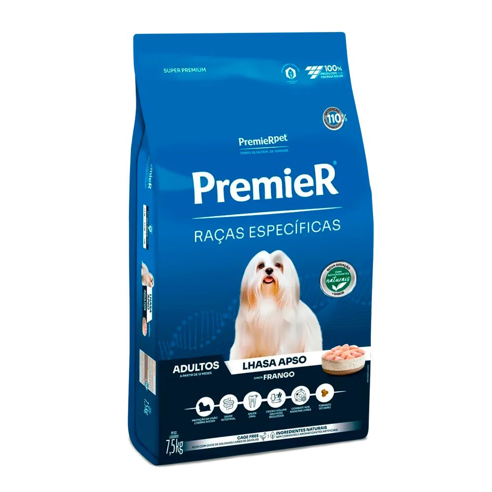 Ração Premier Raças Específicas Lhasa Apso Adultos Frango 7,5 kg