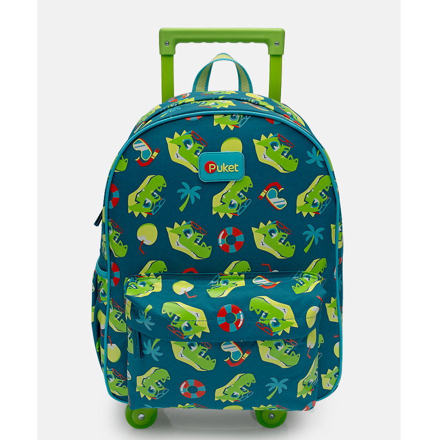 Mochila de Rodinhas Infantil Menino Escolar Estampa Jacaré Relax Puket em Oferta na Shopee