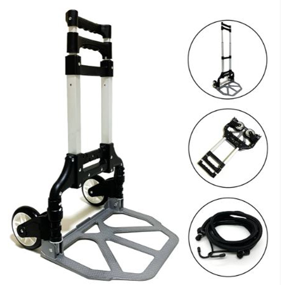 Carrinho De Mão 2 Rodas Para Carga 80kg Multiuso Dobrável Com Corda