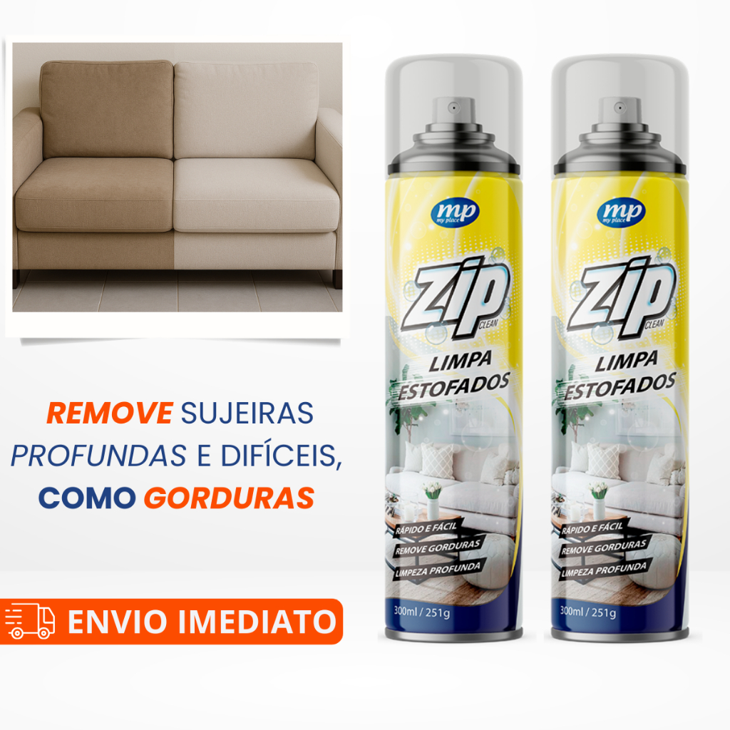 Limpa Estofado Espuma Para Limpeza de Estofados Spray Zip Clean 300ml