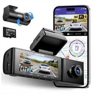 Câmera Veicular Nova Azdome M590 Com 3 Câmeras + Cartão de 64gb GPS