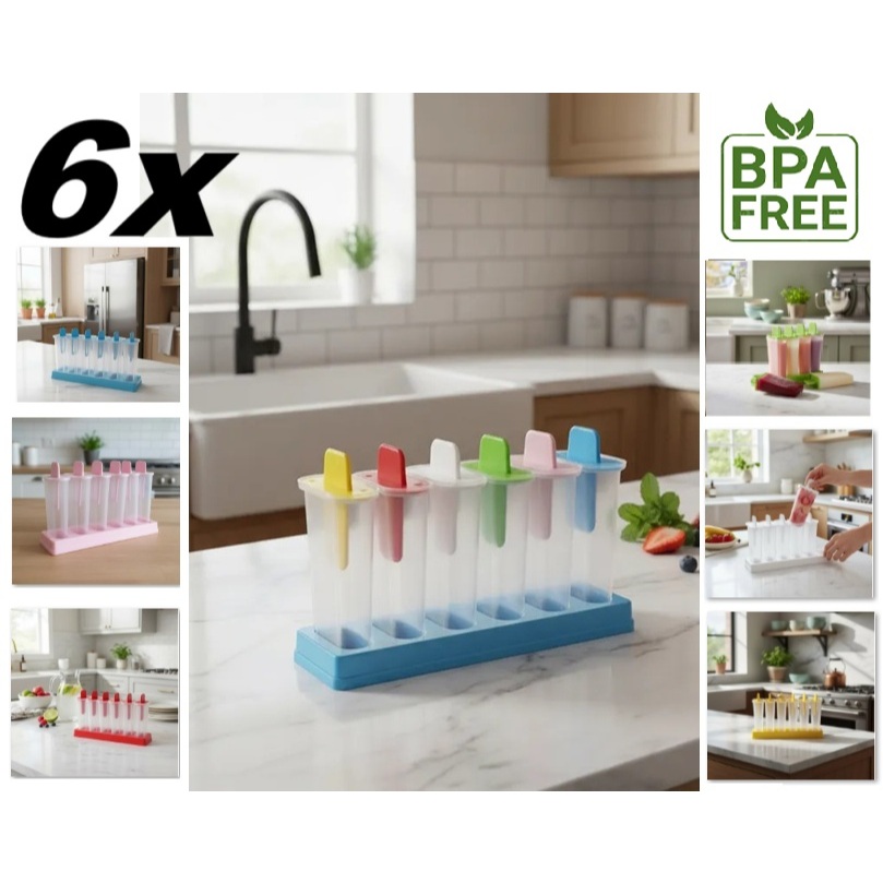 6 Formas Para Sorvete Picolé  - Opção de Cores BPA Free em Oferta na Shopee