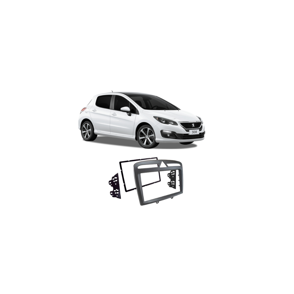 Detalhes do Moldura 2 Din Carro Peugeot 308 408 Cinza 2012 até 2019 CH JP Cinza EPX132 Multimídia Painel