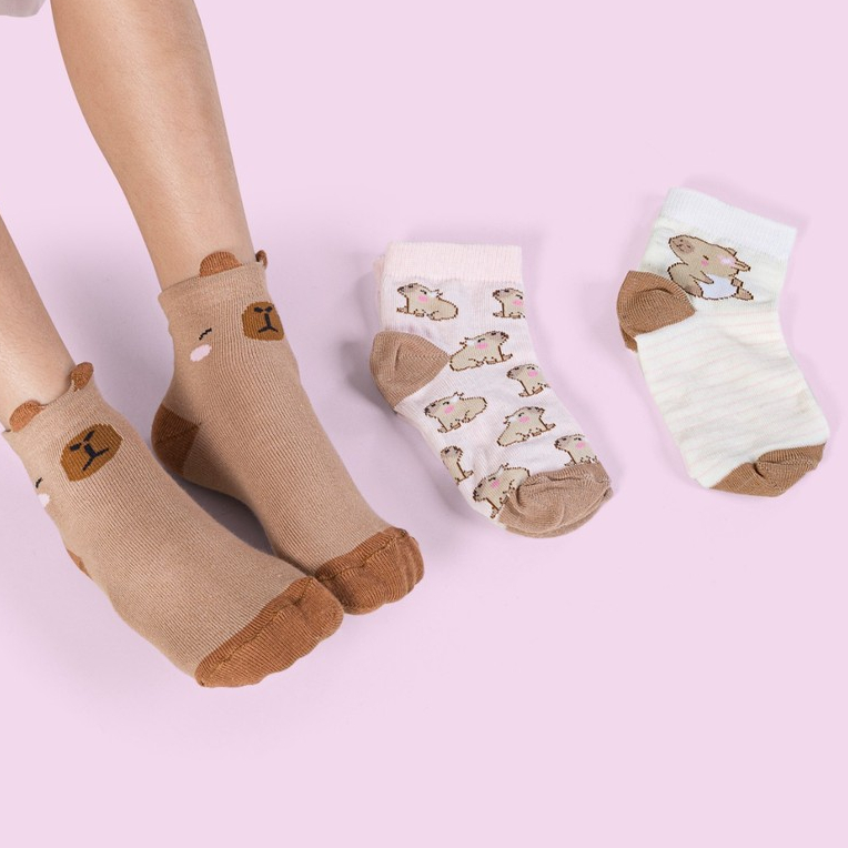 Kit Meias Meninas 3D Capivara Colorida Criança Conjunto em Oferta na Shopee