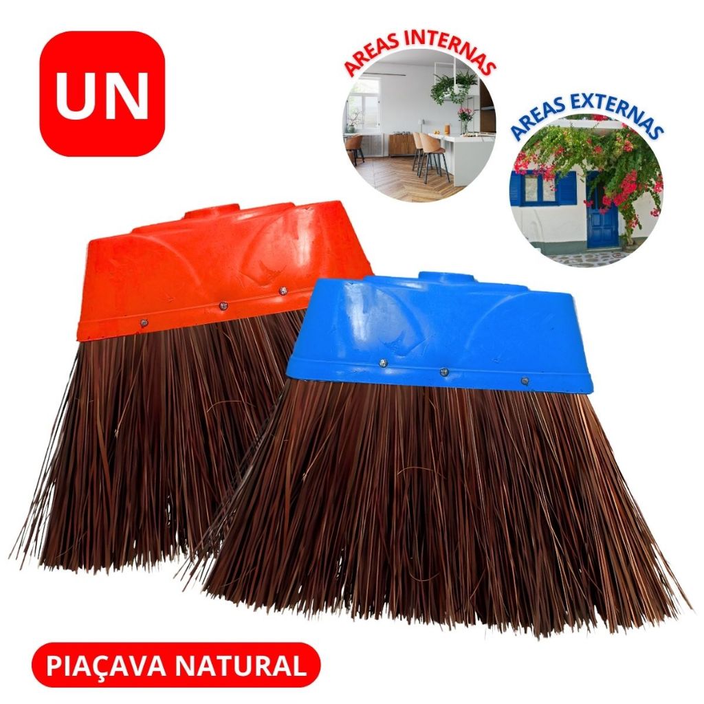 Vassoura Piaçava Natural N°4 Sem Cabo Limpeza Prática e Sustentável Unidade em Oferta na Shopee