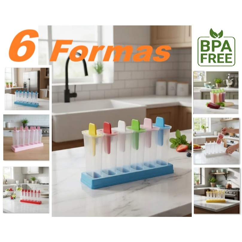6 Formas Para Sorvete Picolé Cores - BPA Free em Oferta na Shopee