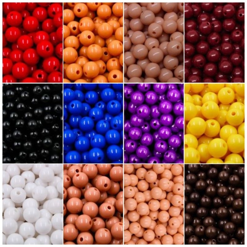 Bola 10MM Leitosa c/Furo - Várias Cores - 50/100/200 Peças em Oferta na Shopee