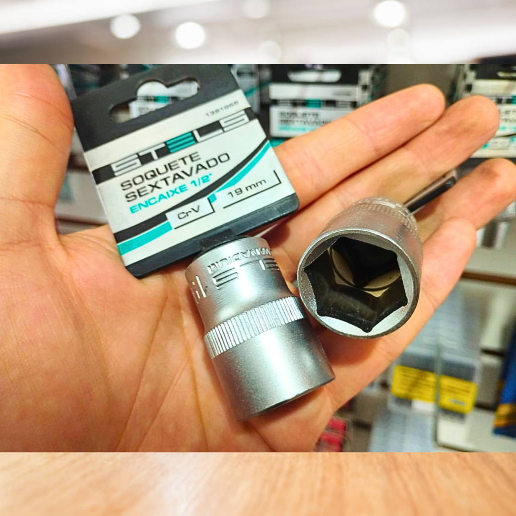 Soquete Sextavado 19mm Curto Encaixe 1/2" Aço Cromo Mecânico - STELS em Oferta na Shopee