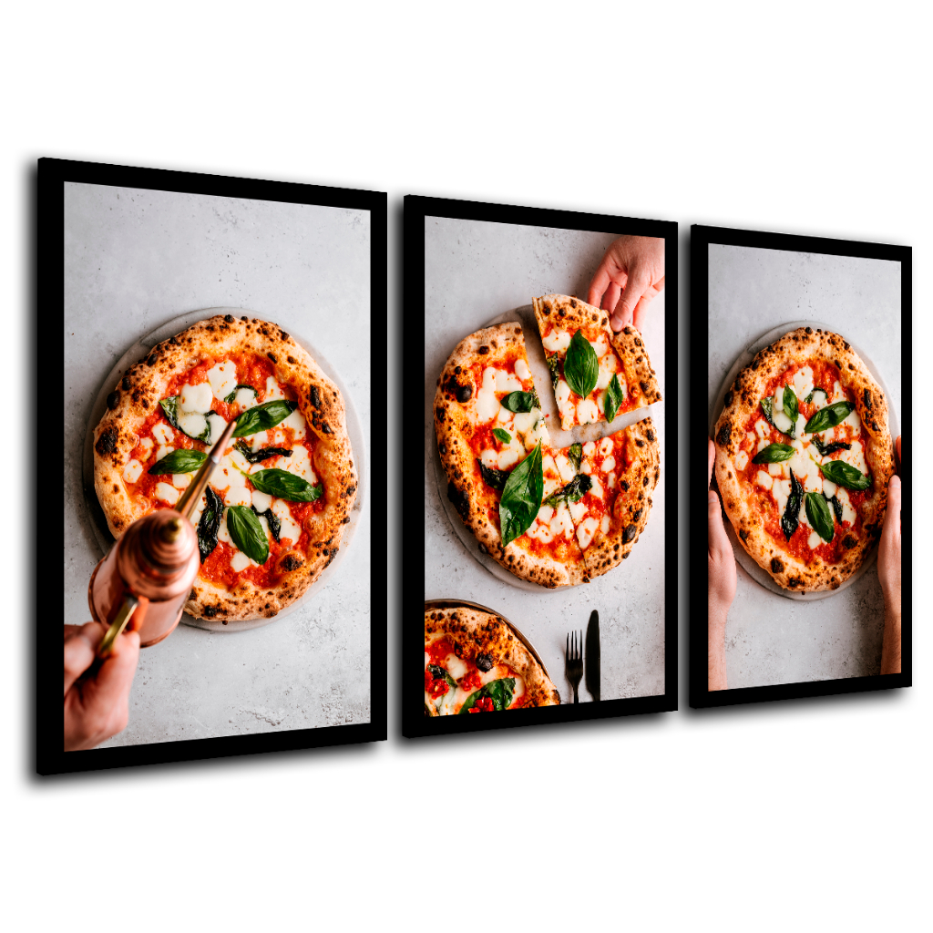 Quadro Pizzaria Decoração Pizza Lanchonete Salgado Massa Italiana Kit Grande