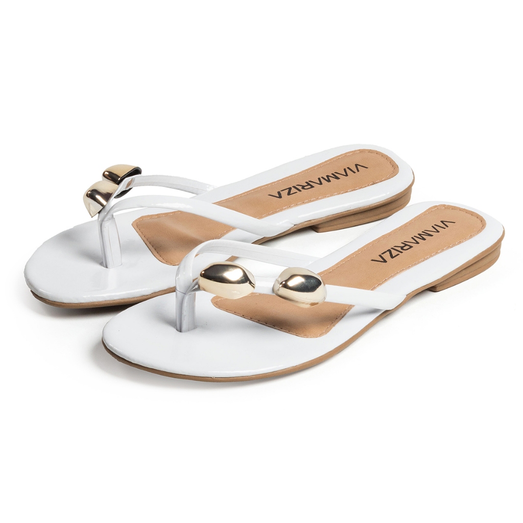 Sandália Rasteira Feminina Rasteirinha de Dedo Básica Enfeite Lesma ABS Metálico Confortável Casual em Oferta na Shopee