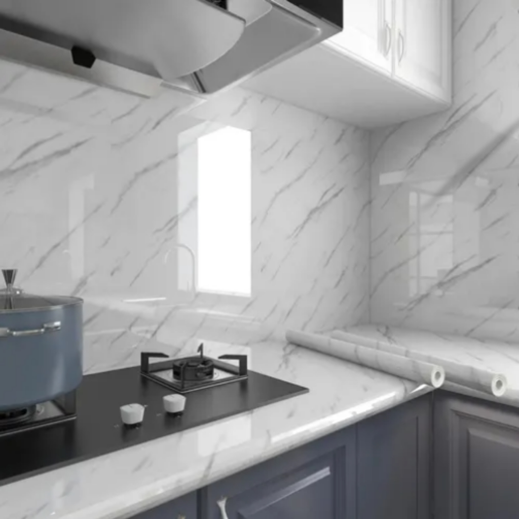 Papel de Parede Autocolante Mármore Neutro Item Moderno Vinílico 5mx60cm Ideal P/ Banheiro Cozinha Sala