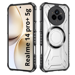 Capa Capinha Clear Proteção Nível Militar Suporte Carregador Por Indução Para Realme 14 Pro Plus 5G