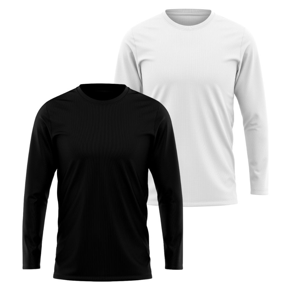 KIT 2 Camiseta Masculina Manga Comprida 100% Poliéster Leve Confortável Esportiva Camiseta