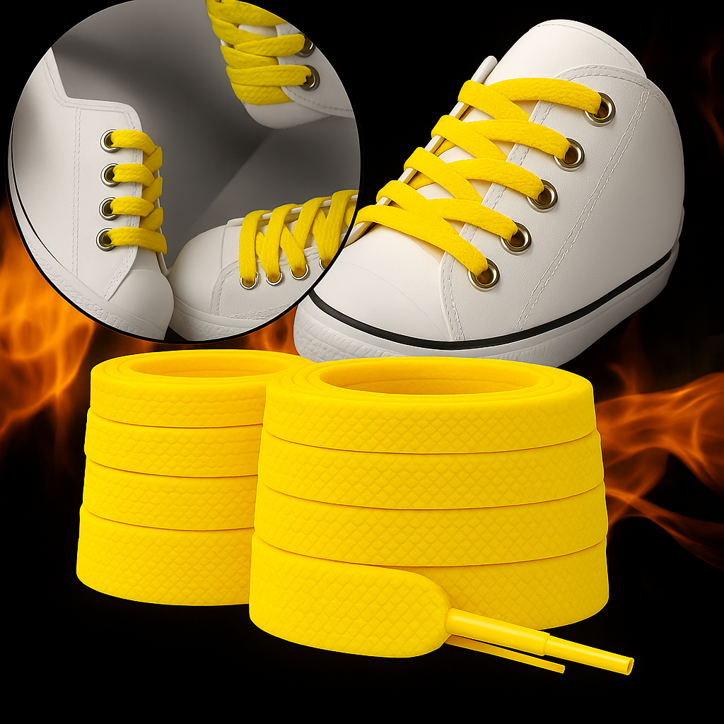 Par de Cadarço Infantil 70 cm Amarelo Neon Cheios de Estilo para Calçados do 18 ao 27 Volta as Aulas