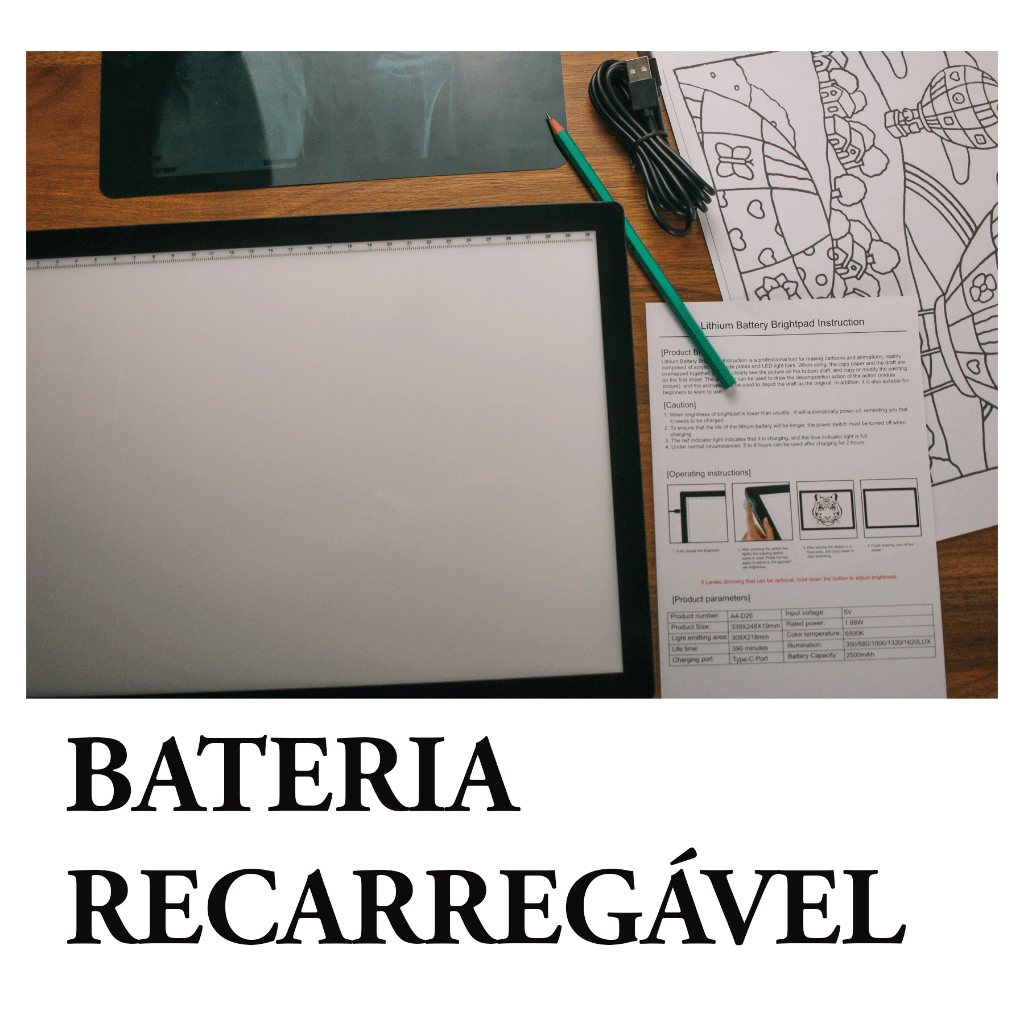Mesa de Luz LED A4/A3 Profissional Portátil USB  para Desenho Bateria Sem fio