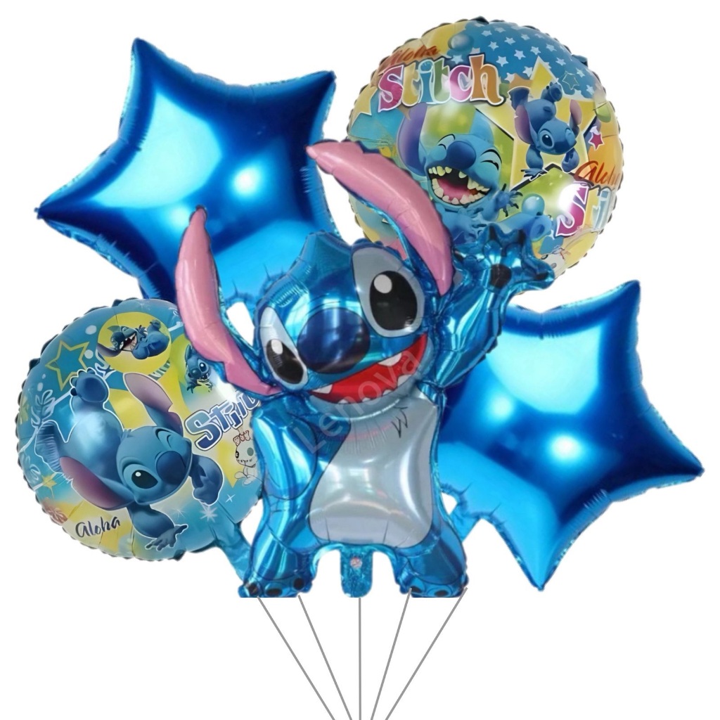 Kit 5 Balão Metalizado Stitch Azul e Rosa Balão Estrela Festa Enfeite em Oferta na Shopee