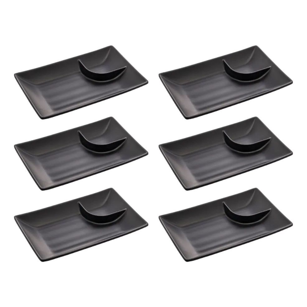 Kit C/ 6 Pratos Para Sushi Com Molheira 19.00cm - Wolff