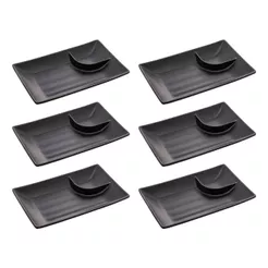 Kit C/ 6 Pratos Para Sushi Com Molheira 19.00cm - Wolff