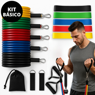 Kit Elásticos Extensores + 11 Miniband Faixas Elásticas Treinos Práticos Academia Crossfit Premium em Oferta na Shopee