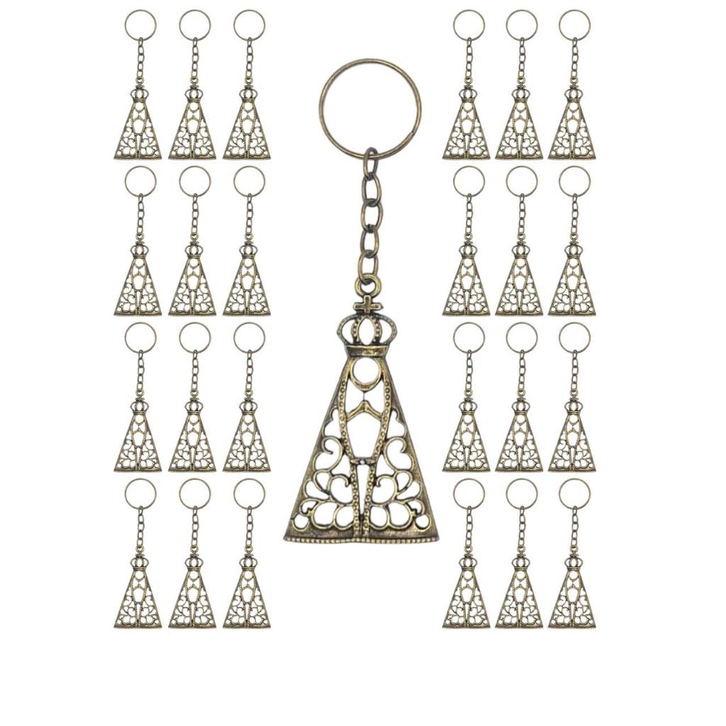 KIT 25 CHAVEIRO NOSSA SENHORA APARECIDA BRONZE P/ LEMBRACINHA - ATACADO